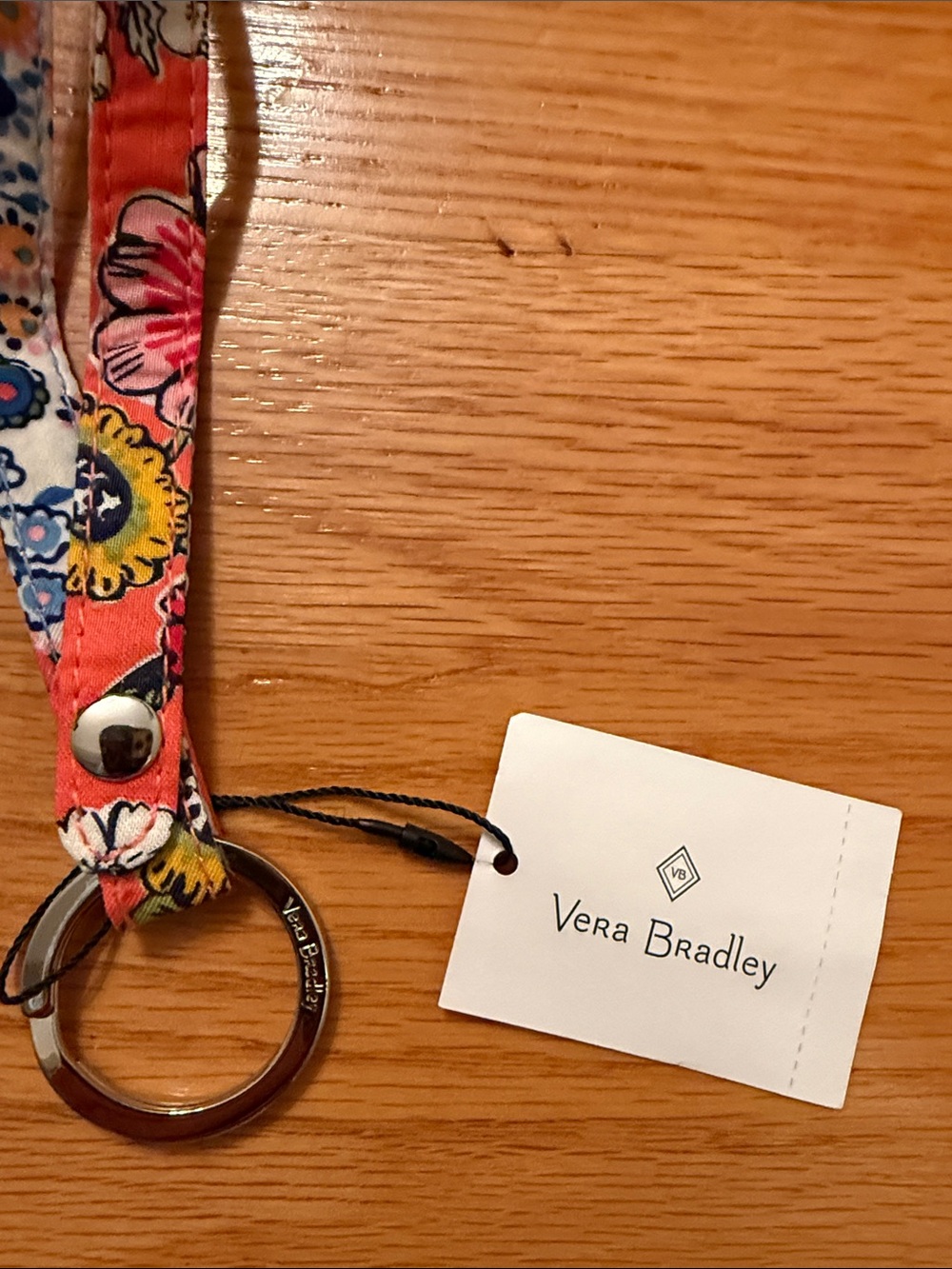 Vera Bradley Coral Floral Wristlet Key Ring with Multicolor Blooms - Picture 2 of 4